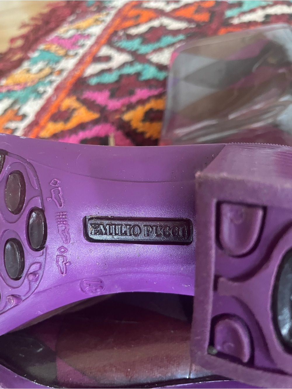 Emilio Pucci Vintage Purple and Gray Geometric Rain Boots - Picture 3 of 4